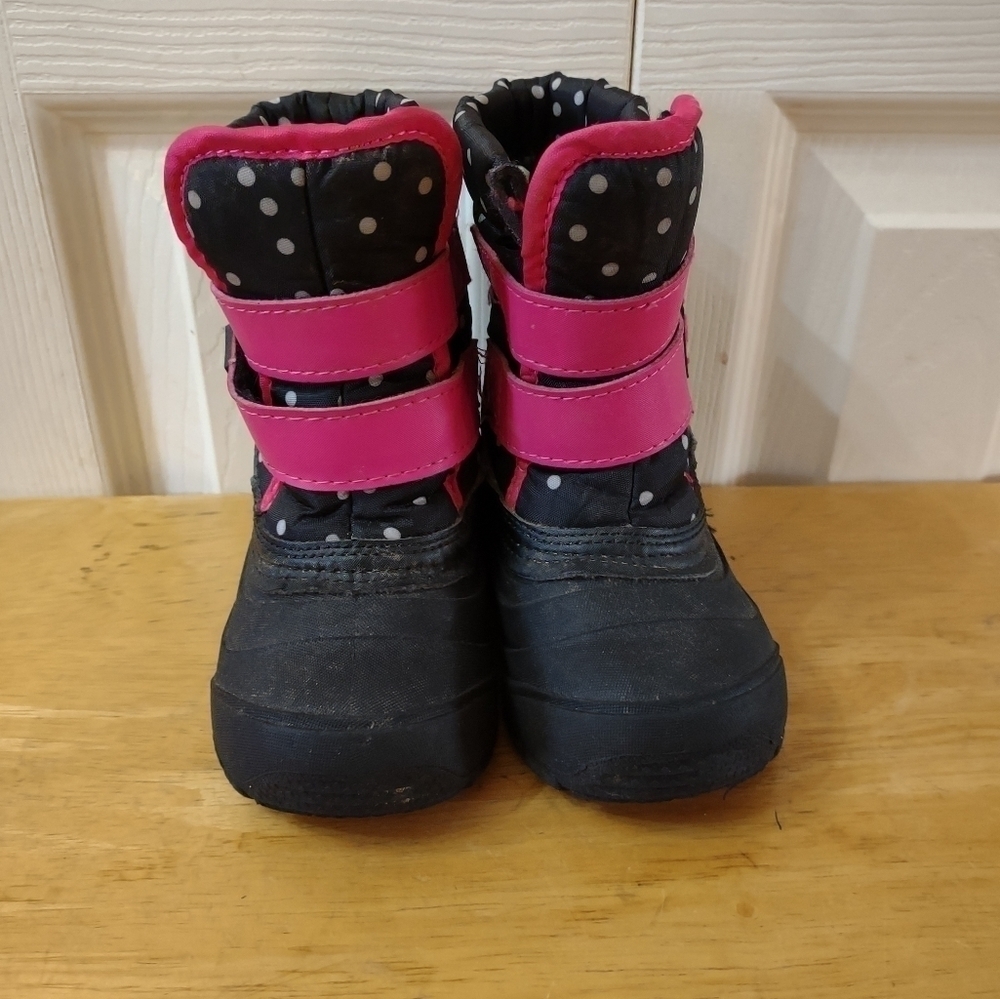 Wonder Nation Kids Snow Boots Sz 6 Black Hot Pink Girls - Picture 2 of 6